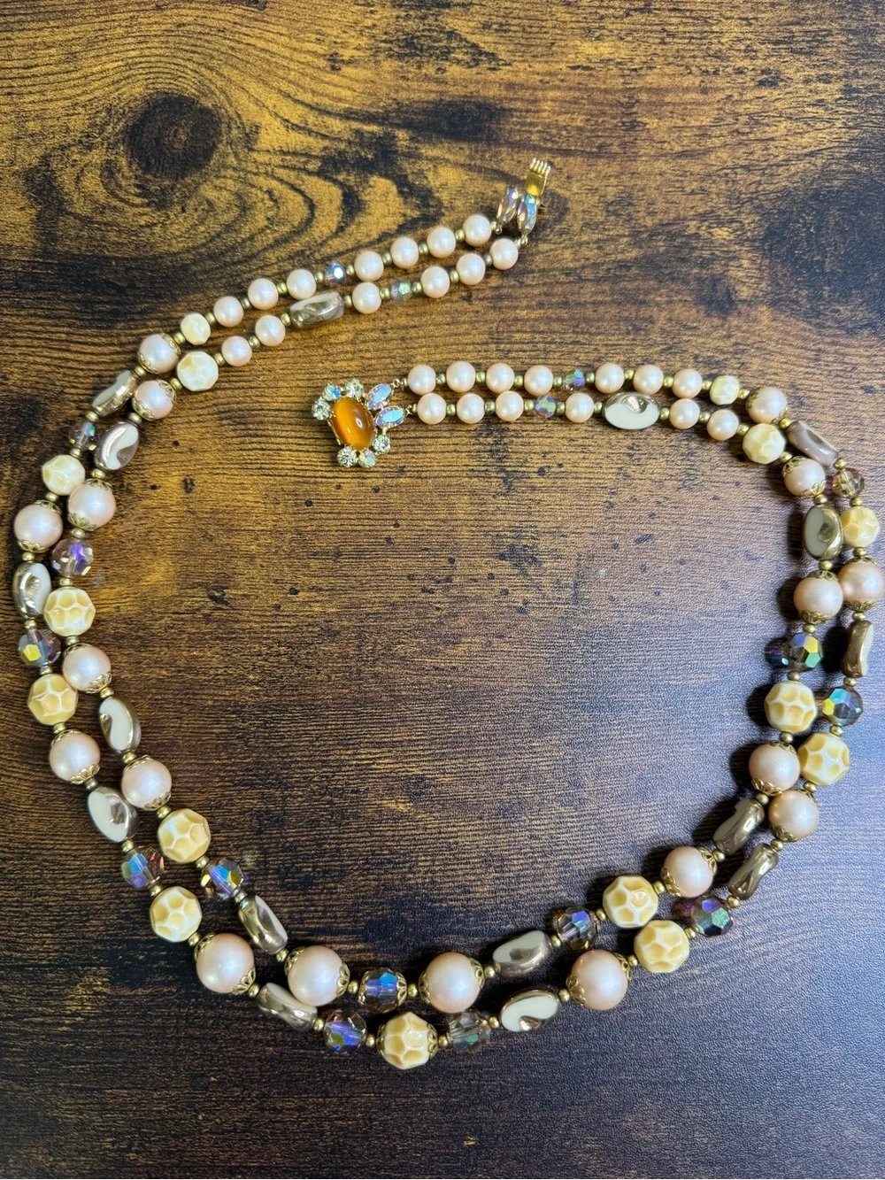 Boucher LeC Le Couturier Vintage Necklace Beaded Double Strand AB Crystal 1960’s - Picture 13 of 16